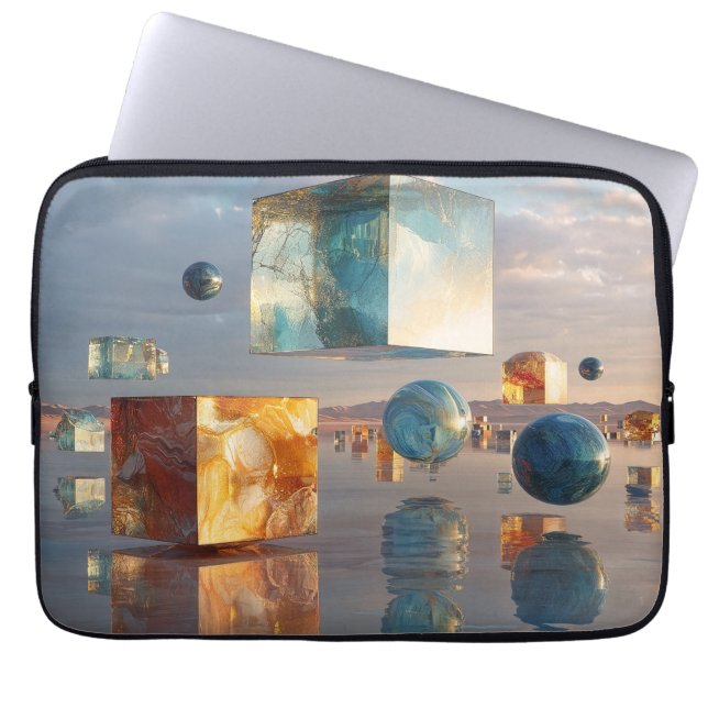 Capa Para Notebook Surreal Floating Cubes And Spheres (Frente)