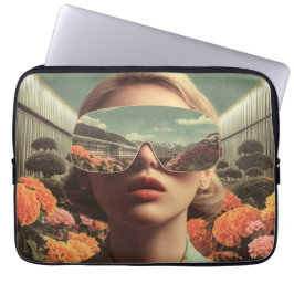 Capa Para Notebook Surreal Portrait With Sunglasses Reflecting Flower