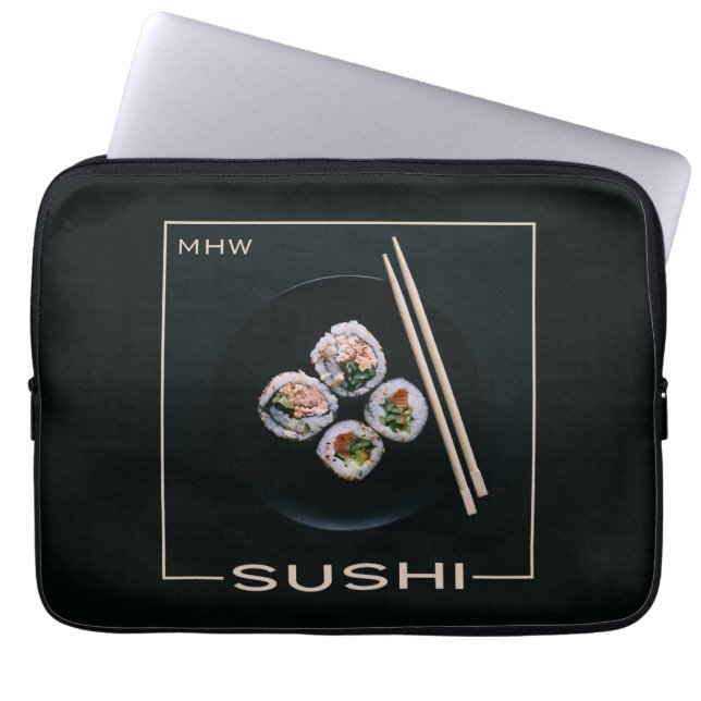 Capa Para Notebook Sushi bolsas de laptop de monograma personalizadas (Frente)
