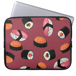 Capa Para Notebook Sushi Onigiri Rolls: Ilustração Sem Costura