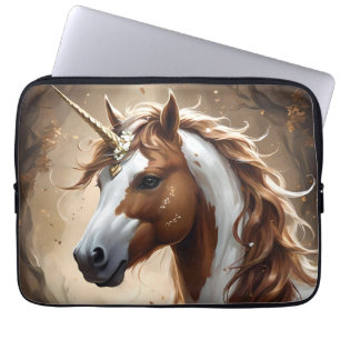 Capa Para Notebook Sussurros Do Unicórnio Da Fantasia Marrom E Branca