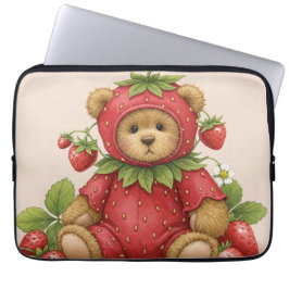 Capa Para Notebook Sweet Strawberry Teddy Bear de Natasha Us
