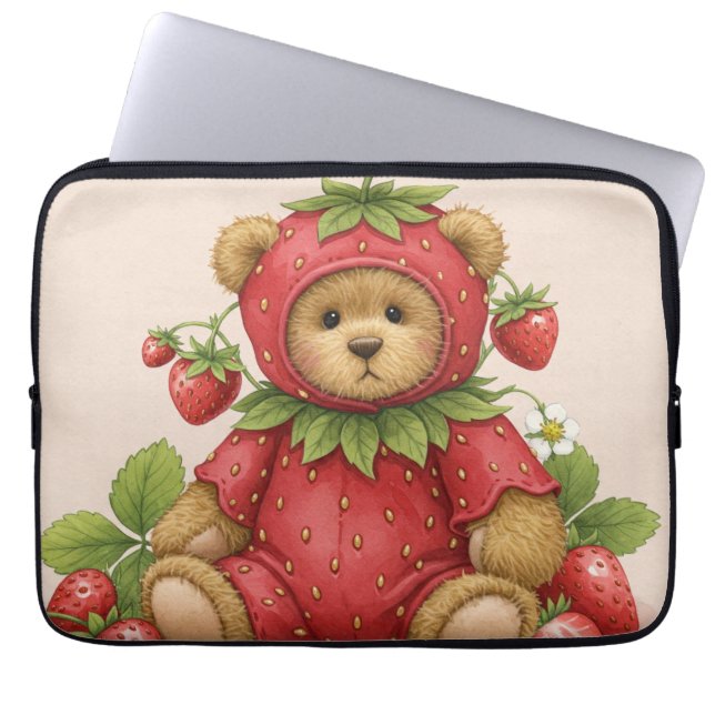 Capa Para Notebook Sweet Strawberry Teddy Bear de Natasha Us (Frente)