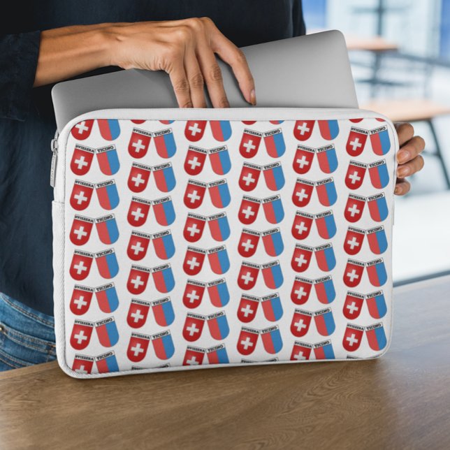 Capa Para Notebook Swiss & Canton Ticino Flags (Criador carregado)