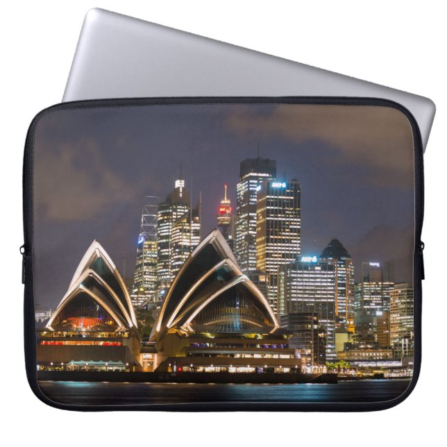 Capa Para Notebook Sydney Opera house & city à noite, Austrália (Frente)