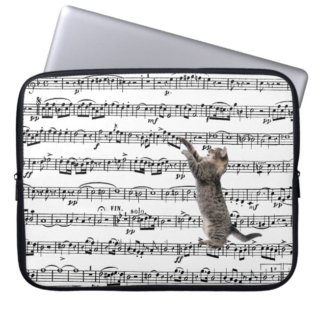 Capa Para Notebook Tabby Cat On Sheet Music (Frente)