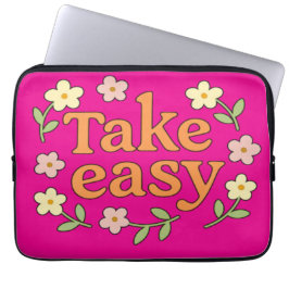 Capa Para Notebook Take Easy: Positive Retro Floral Illustration