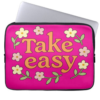 Capa Para Notebook Take Easy: Positive Retro Floral Illustration