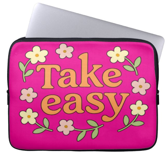 Capa Para Notebook Take Easy: Positive Retro Floral Illustration (Frente)