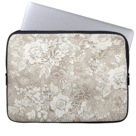 Capa Para Notebook Tan e Cream Floral