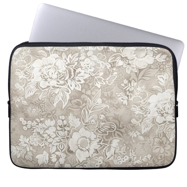 Capa Para Notebook Tan e Cream Floral (Frente)