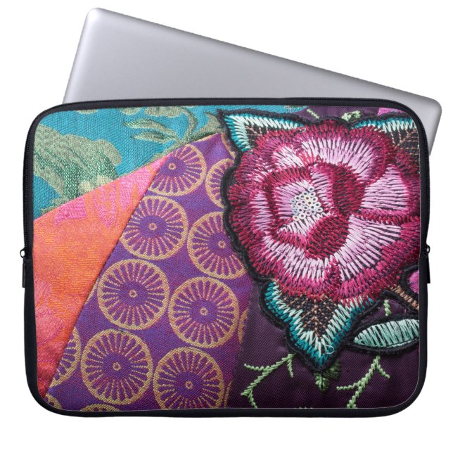 Capa Para Notebook Tapeçaria cigana Boho Rosa com aspecto colorido (Frente)