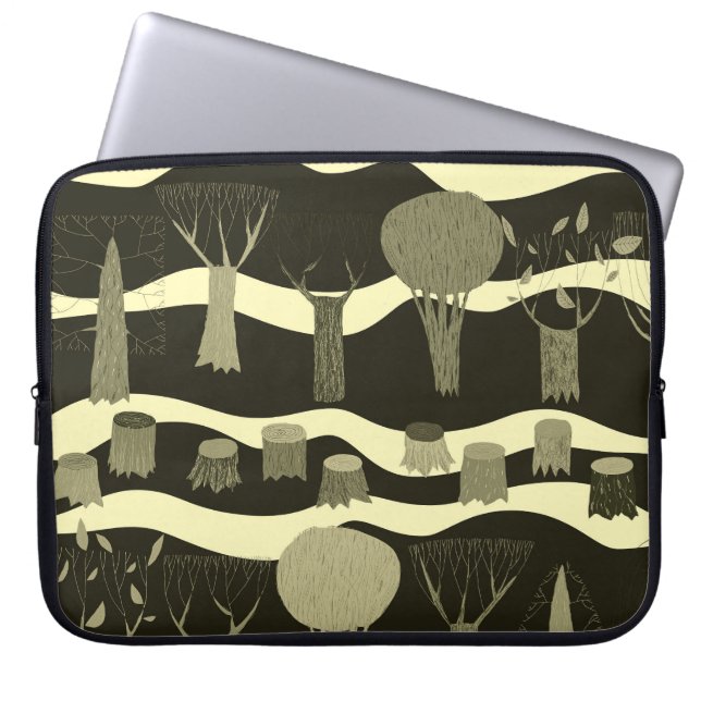 Capa Para Notebook tapeçaria de cinza: padrão de árvores. (Frente)