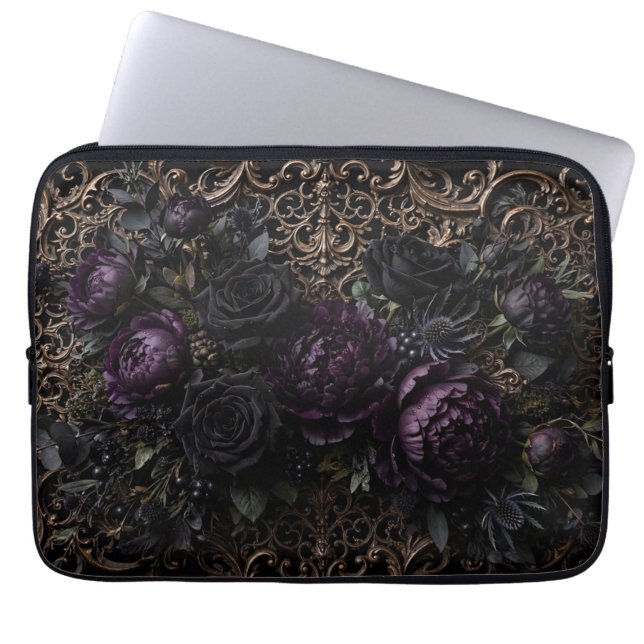 Capa Para Notebook Tapete de mesa de rosas pretas góticas barrocas es (Frente)