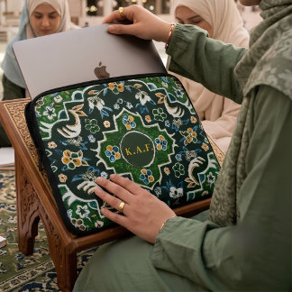 Capa Para Notebook Tapete Islâmico Verde Personalizado de Madinah Umr