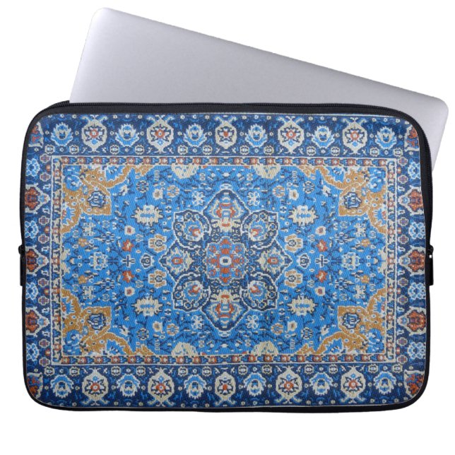 Capa Para Notebook Tapete Persa Turco Azul Oriental Antigo (Frente)
