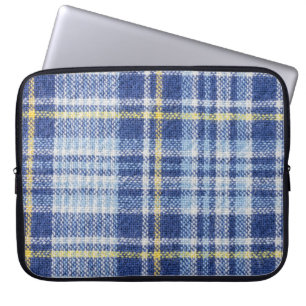 Capa Para Notebook Tartan Amarelo Azul: Xadrez Moda