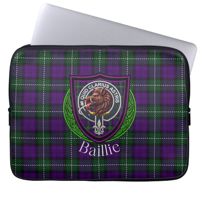 Capa Para Notebook Tartan e Brasão do Clã Escocês Baillie  (Frente)