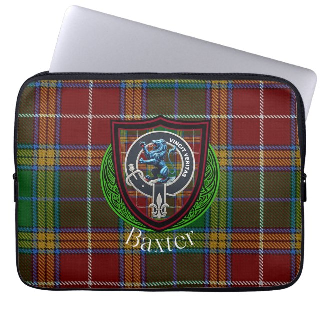 Capa Para Notebook Tartan e Brasão do Clã Escocês Baxter  (Frente)