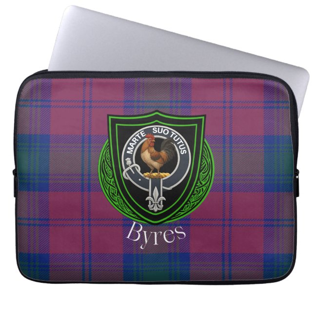 Capa Para Notebook Tartan e Brasão do Clã Escocês Byres (Frente)