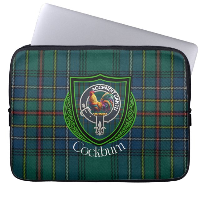 Capa Para Notebook Tartan e Brasão do Clã Escocês Cockburn (Frente)