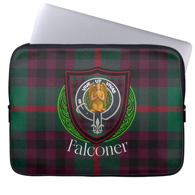 Capa Para Notebook Tartan e Brasão do Clã Escocês Falconer (Frente)