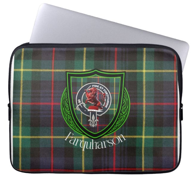 Capa Para Notebook Tartan e Brasão do Clã Escocês Farquharson (Frente)