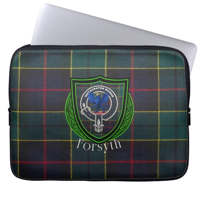 Capa Para Notebook Tartan e Brasão do Clã Escocês Forsyth (Frente)