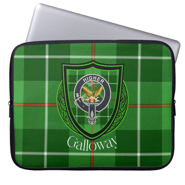 Capa Para Notebook Tartan e Brasão do Clã Escocês Galloway  (Frente)