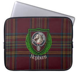 Capa Para Notebook Tartan e Brasão do Clã Escocês Hepburn 