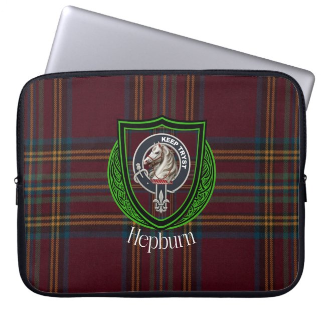 Capa Para Notebook Tartan e Brasão do Clã Escocês Hepburn  (Frente)