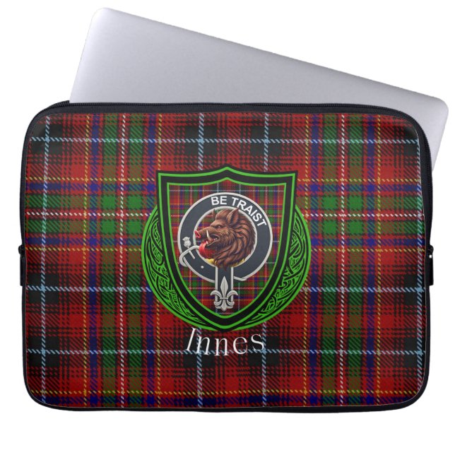 Capa Para Notebook Tartan e Brasão do Clã Escocês Innes (Frente)