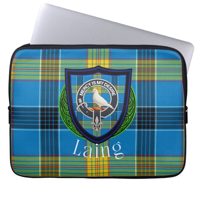 Capa Para Notebook Tartan e Brasão do Clã Escocês Laing (Frente)
