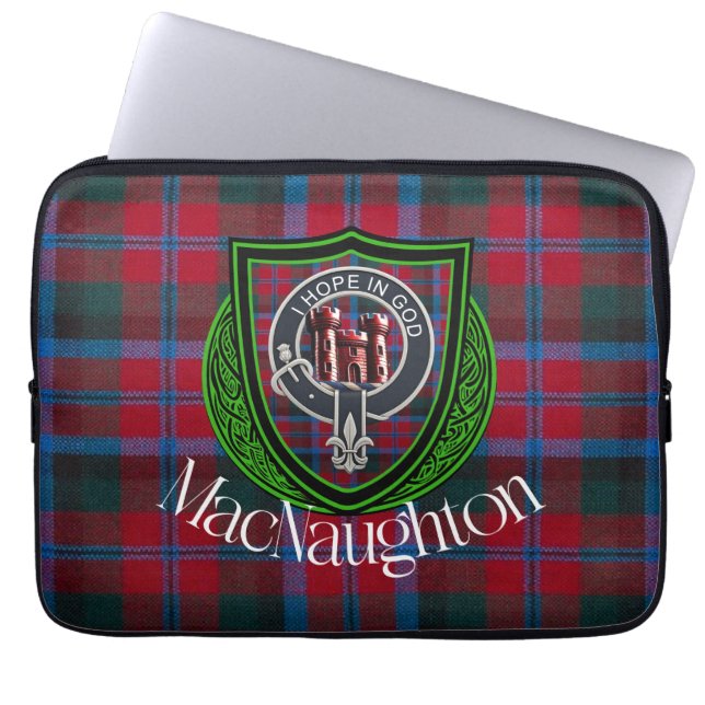 Capa Para Notebook Tartan e Brasão do Clã Escocês MacNaughton (Frente)