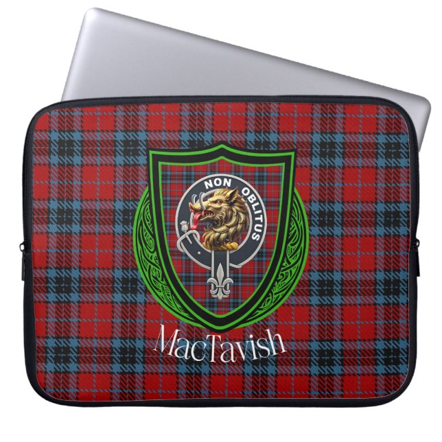 Capa Para Notebook Tartan e Brasão do Clã Escocês MacTavish  (Frente)