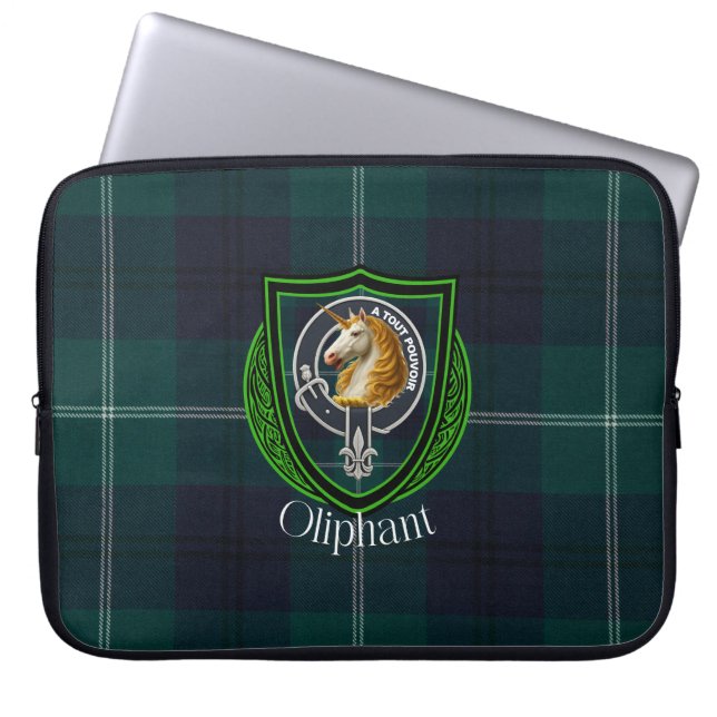 Capa Para Notebook Tartan e Brasão do Clã Escocês Oliphant (Frente)