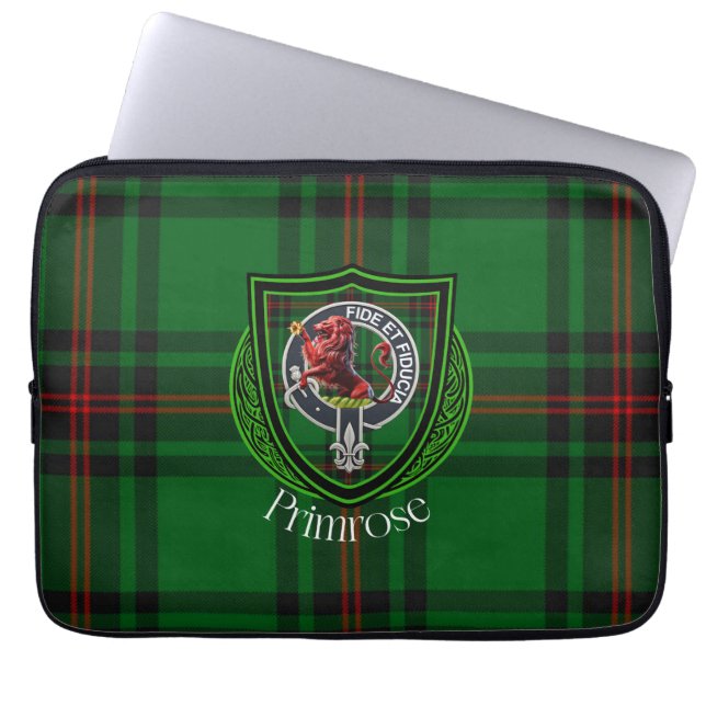 Capa Para Notebook Tartan e Brasão do Clã Escocês Primrose (Frente)