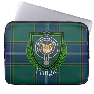Capa Para Notebook Tartan e Brasão do Clã Escocês Pringle