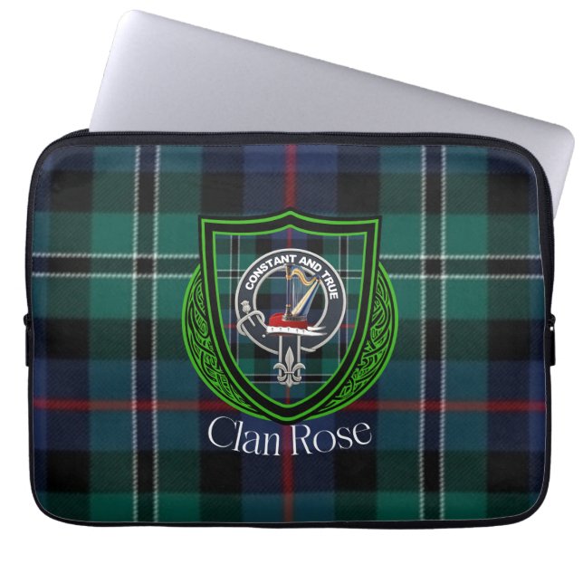 Capa Para Notebook Tartan e Brasão do Clã Escocês Rose  (Frente)