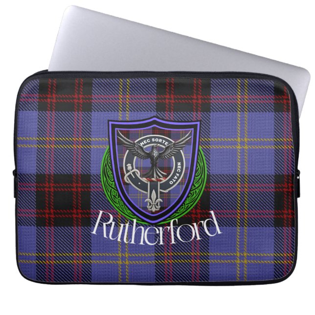 Capa Para Notebook Tartan e Brasão do Clã Escocês Rutherford  (Frente)