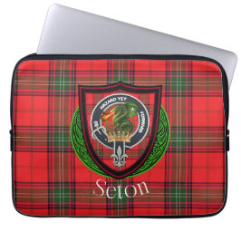 Capa Para Notebook Tartan e Brasão do Clã Escocês Seton