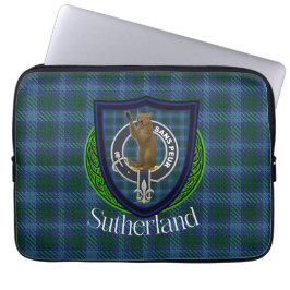 Capa Para Notebook Tartan e Brasão do Clã Escocês Sutherland