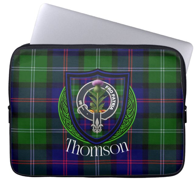 Capa Para Notebook Tartan e Brasão do Clã Thomson Escocês  (Frente)