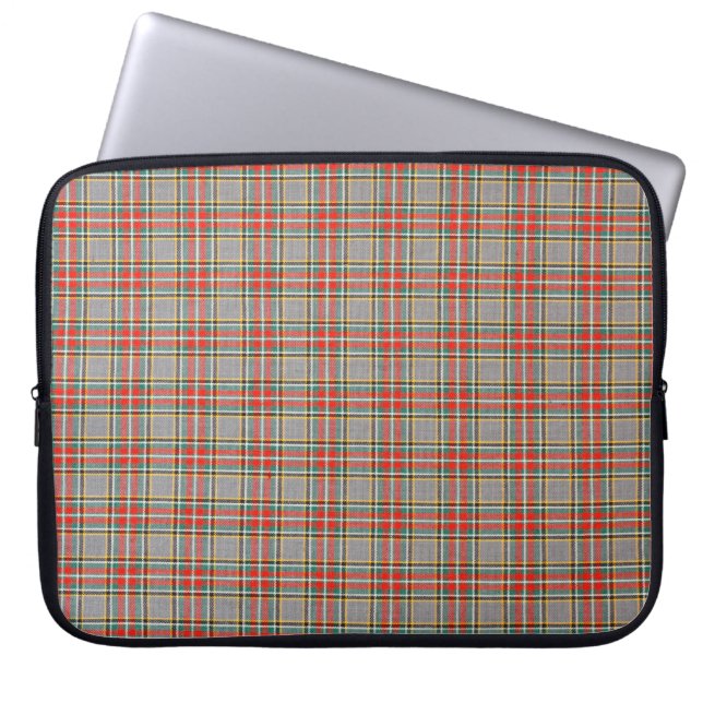 Capa Para Notebook Tartan escocês: padrão amarelo-verde-vermelho. (Frente)