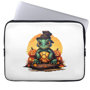 Capa Para Notebook Tartaruga de Encantamento de Halloween com Chapéu