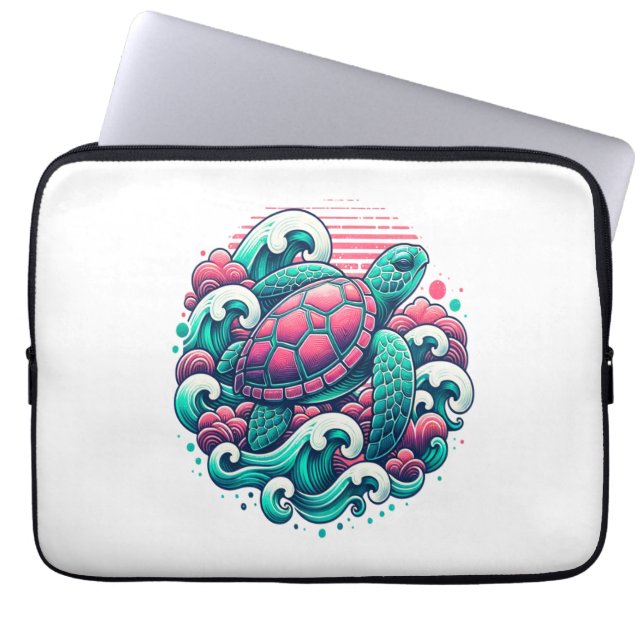 Capa Para Notebook Tartaruga de Onda do Oceano de Verão (Frente)