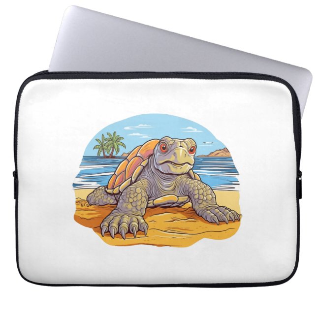 Capa Para Notebook Tartaruga Desenho animado praia (Frente)