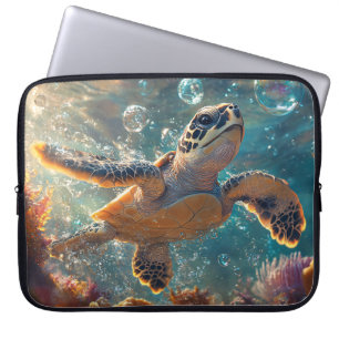 Capa Para Notebook Tartaruga do Mar do Bebê Cura com Bolhas