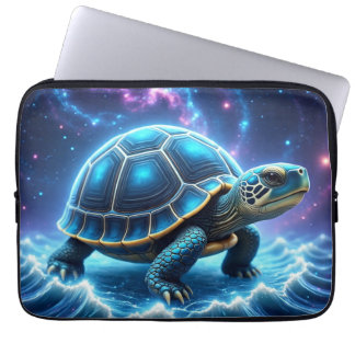 Capa Para Notebook Tartaruga do Mar Galáctico Azul