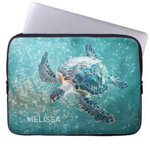 Capa Para Notebook Tartaruga Marinha Turquesa Brilhante   Costa